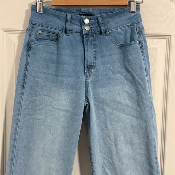 Curve Appeal Wide Leg Jeans Womens 4/27 Blue High Rise Embroidered Boho Cottage - Picture 3 of 12